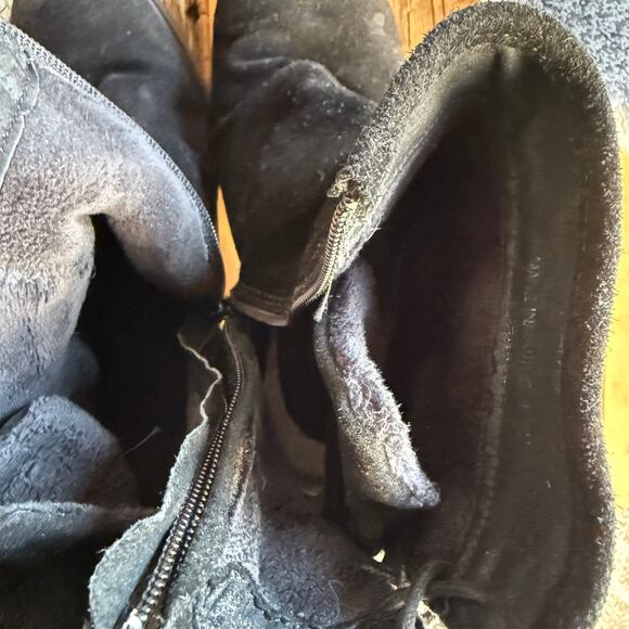 Bas. & Co. black leather ankle boots chunky heel - side zip back tie - size 40 - Picture 8 of 11